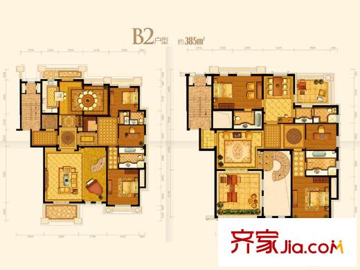 平方米庄空中叠墅B2户型 4室3厅3卫1厨