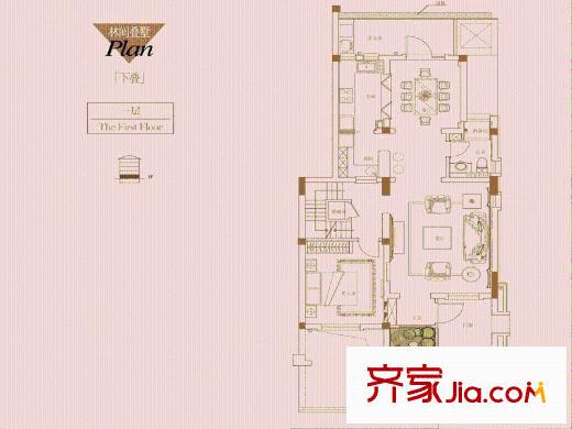 坤和岛上林间叠墅下叠1层 3室2厅2卫1厨