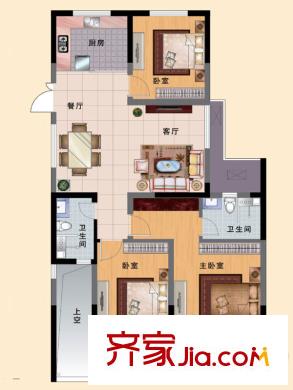 著明和谐家园B-c户型 3室2厅2卫1厨