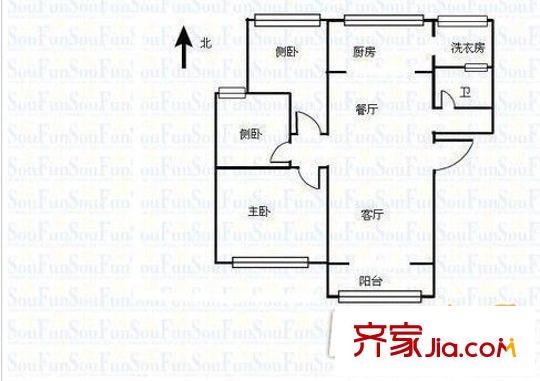 桃花苑小区 3室 户型图