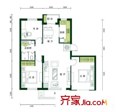 桃花苑小区 3室 户型图