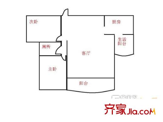 桃花苑小区 2室 户型图