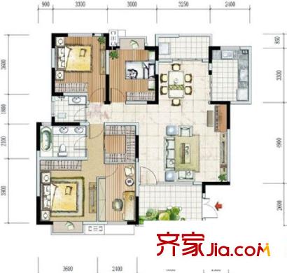 茗香苑 4室 户型图