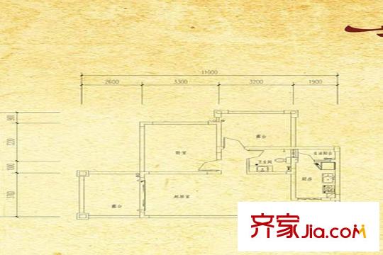 木里小镇一期6号楼标准层建面64.59平米户型 1室1厅1卫1厨