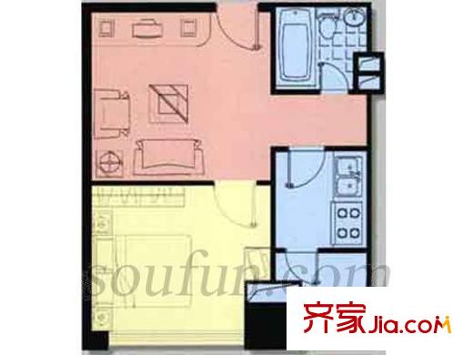 时代天骄户型图户型图 1室1厅1卫1厨
