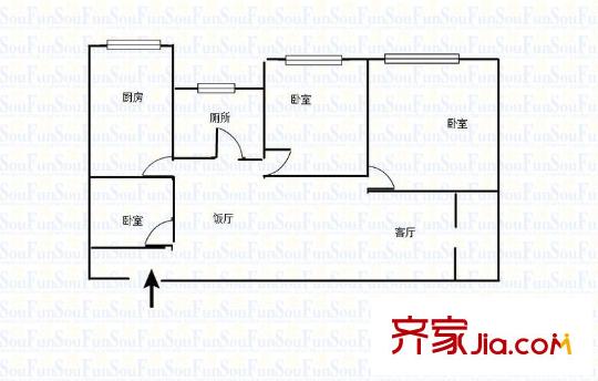 天赐金谷温泉城 3室 户型图