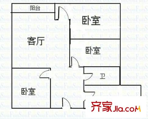 天赐金谷温泉城 3室 户型图