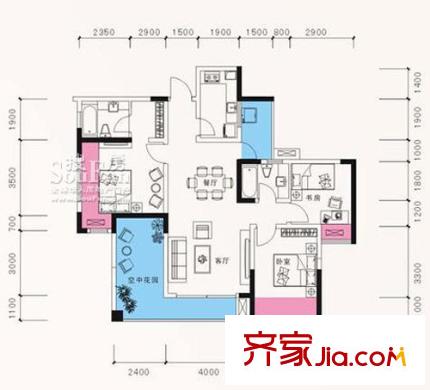 隆鑫花漾四季户型图D户型 3室2厅2卫1厨