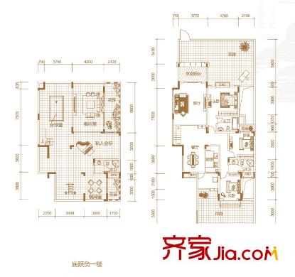 渝高香洲一期2/3/4/5/6/7/8号楼标准层A3户型 3室2厅2卫1厨