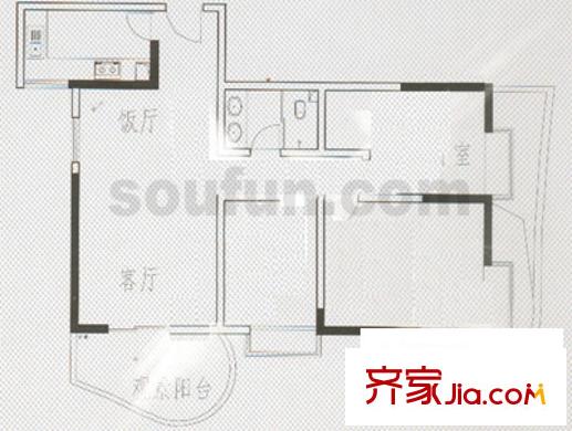 嘉韵山水城2房户型图图片