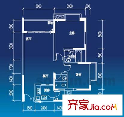 华宇秋水长天户型图8-2 2室2厅2卫1厨