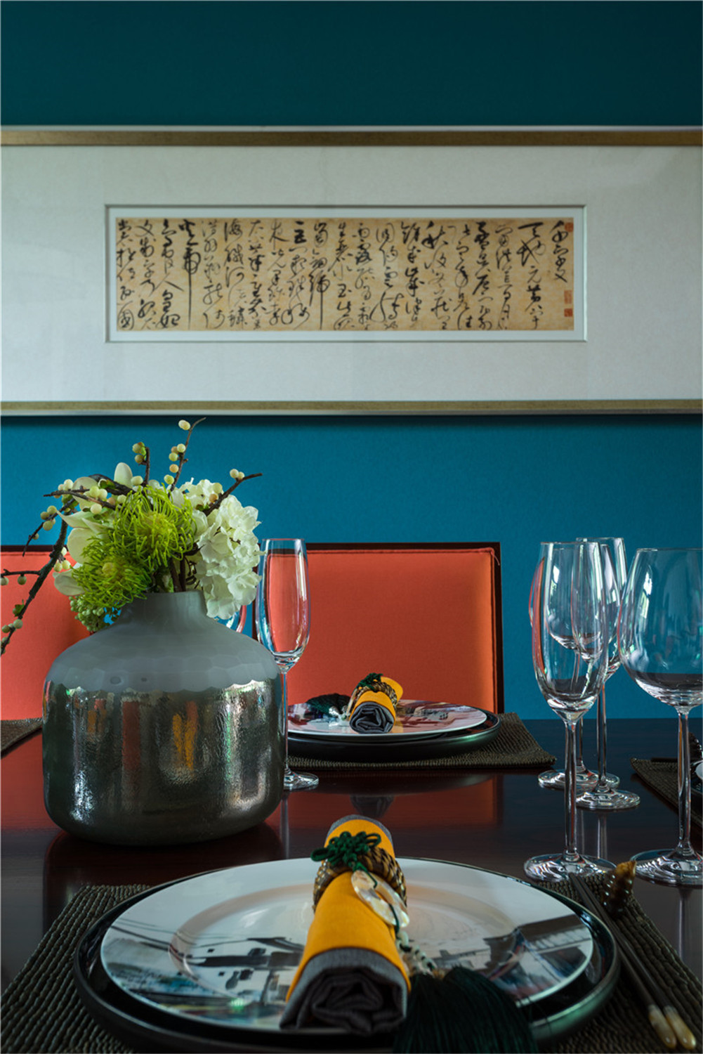 中式别墅装修餐厅背景墙图片