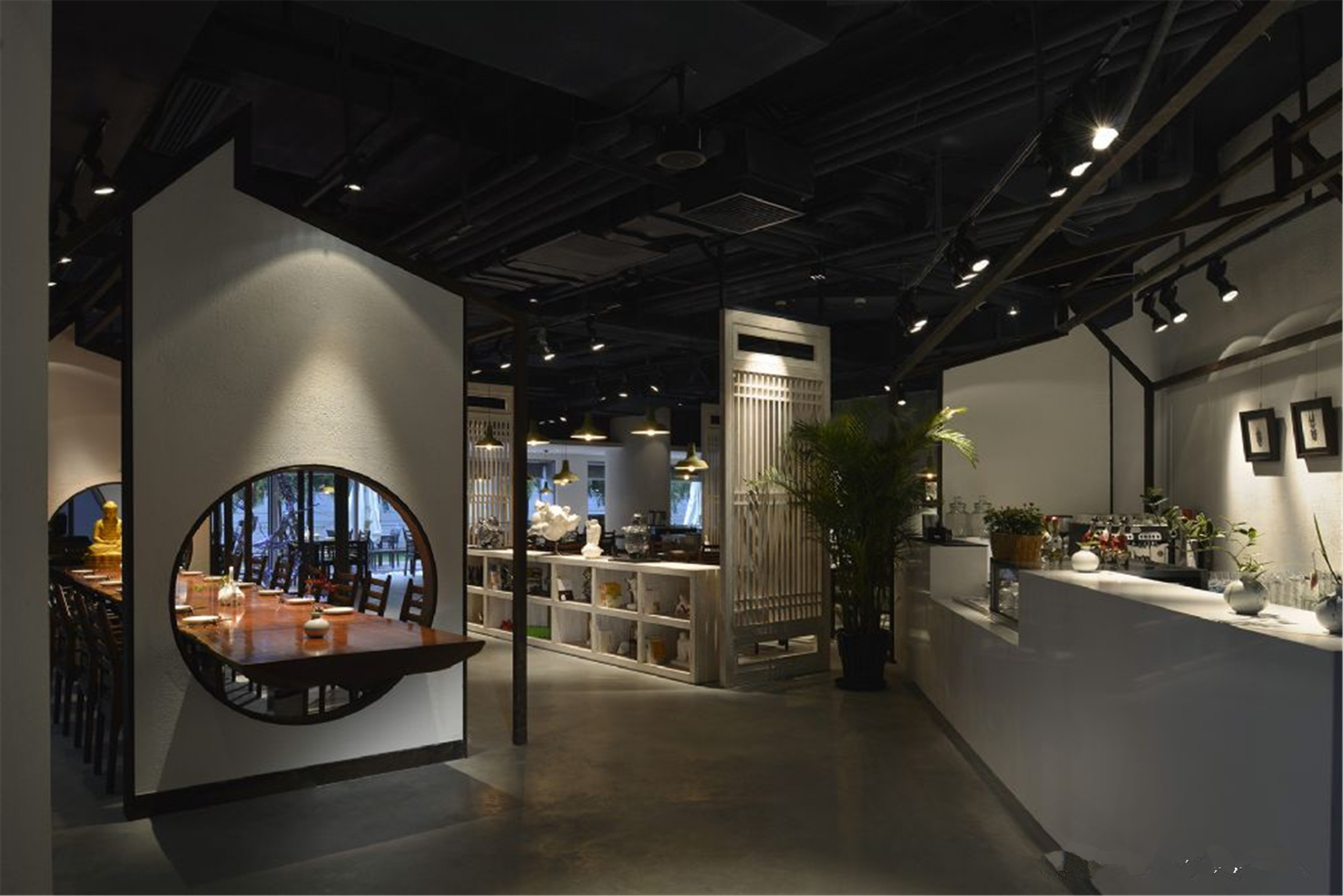 中式禅意餐馆装修设计图_齐家网装修效果图