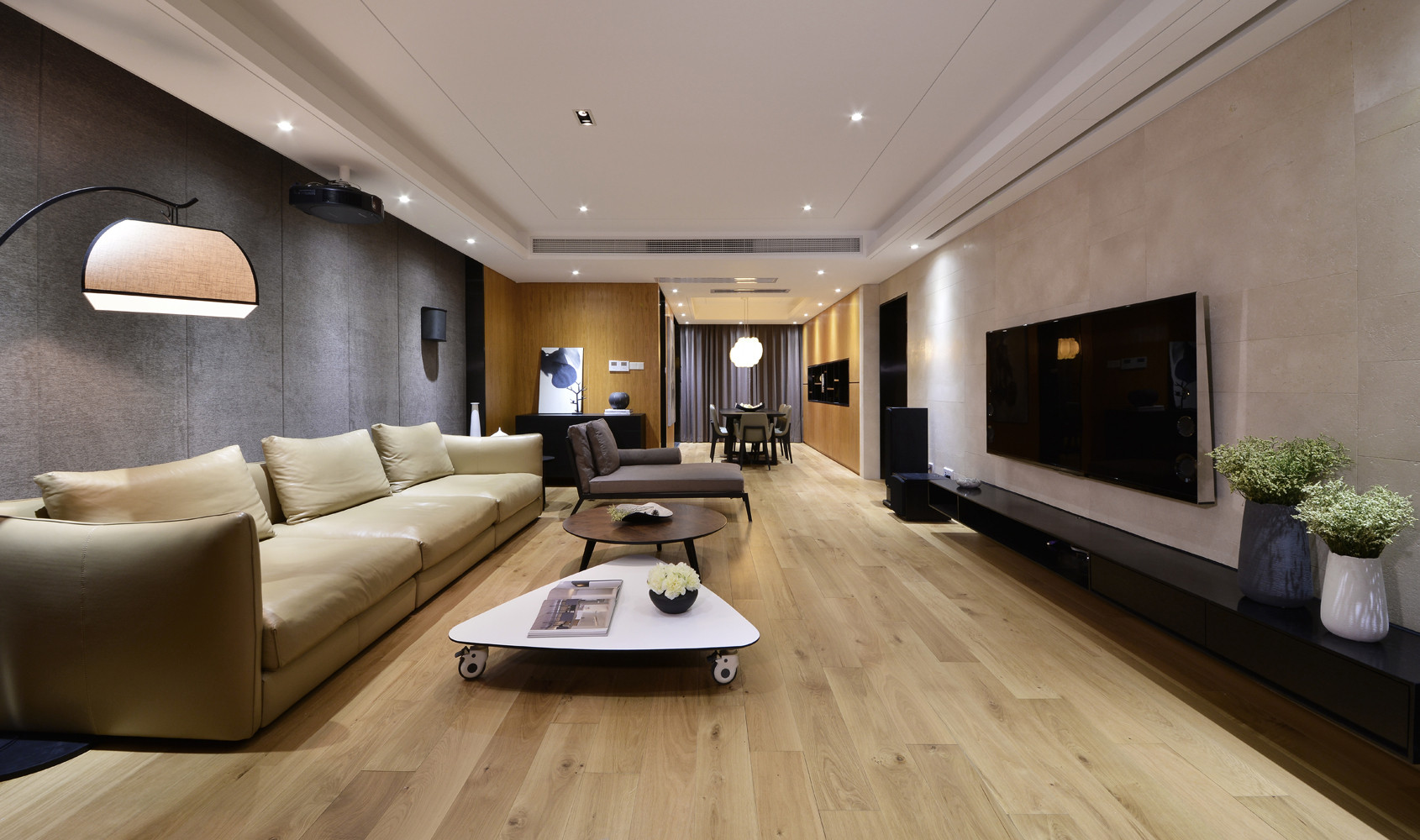 中式风格,简约风格,140平米以上装修,20万以上装修,大户型,客厅,沙发背景墙,灰色,电视背景墙