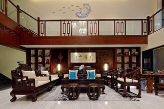 中式别墅装修沙发背景墙图片