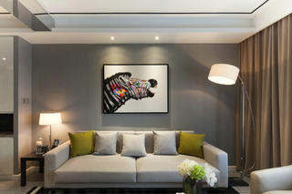 90㎡现代简约家沙发背景墙图片