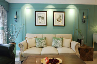 80平现代美式家沙发背景墙图片