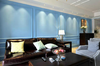 二居室现代美式家沙发背景墙图片