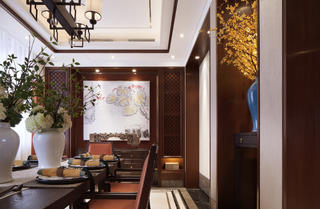 160平中式装修餐厅背景墙图片