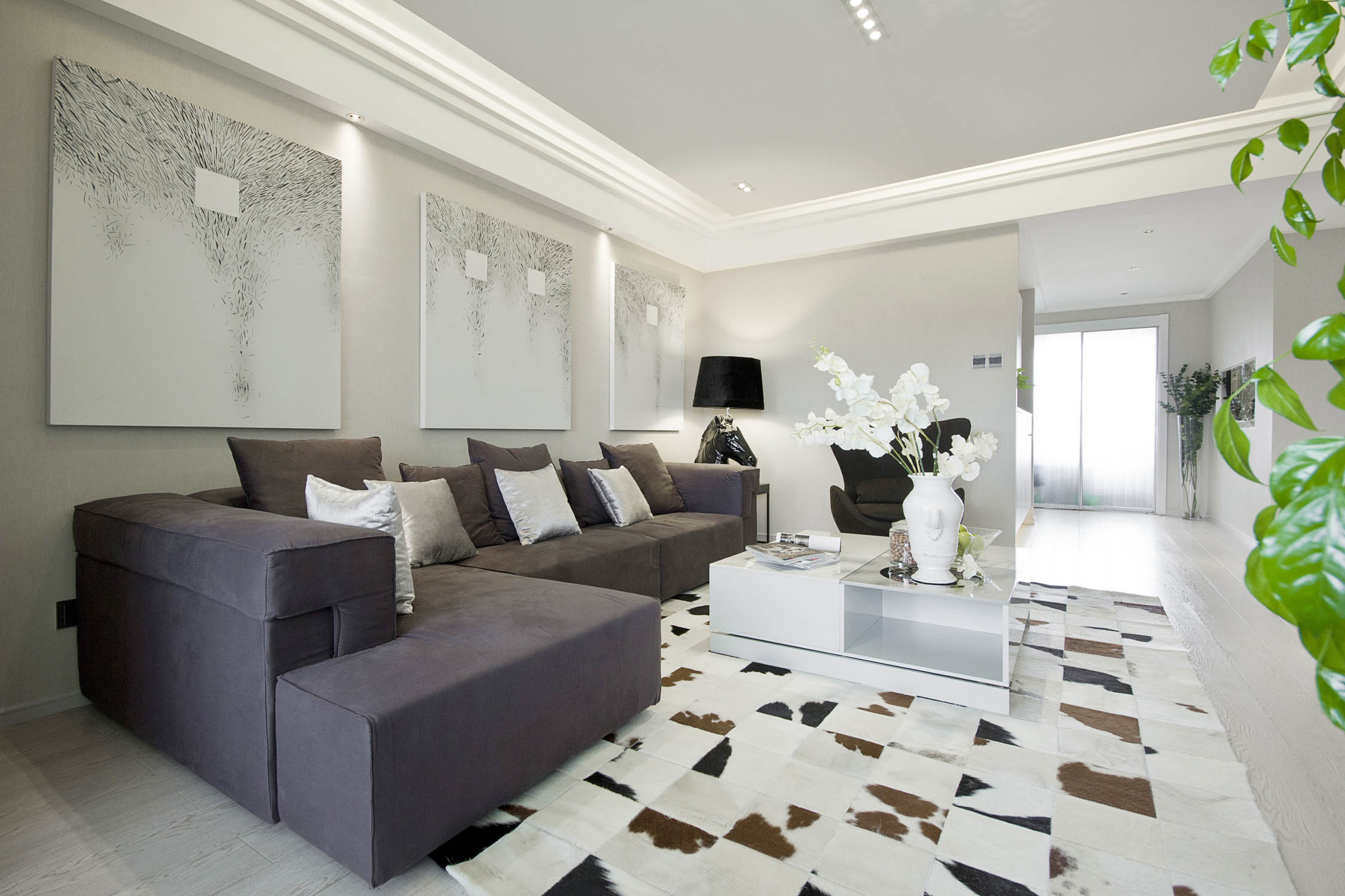 120平米装修,三居室装修,15-20万装修,客厅,现代简约风格,沙发背景墙,白色