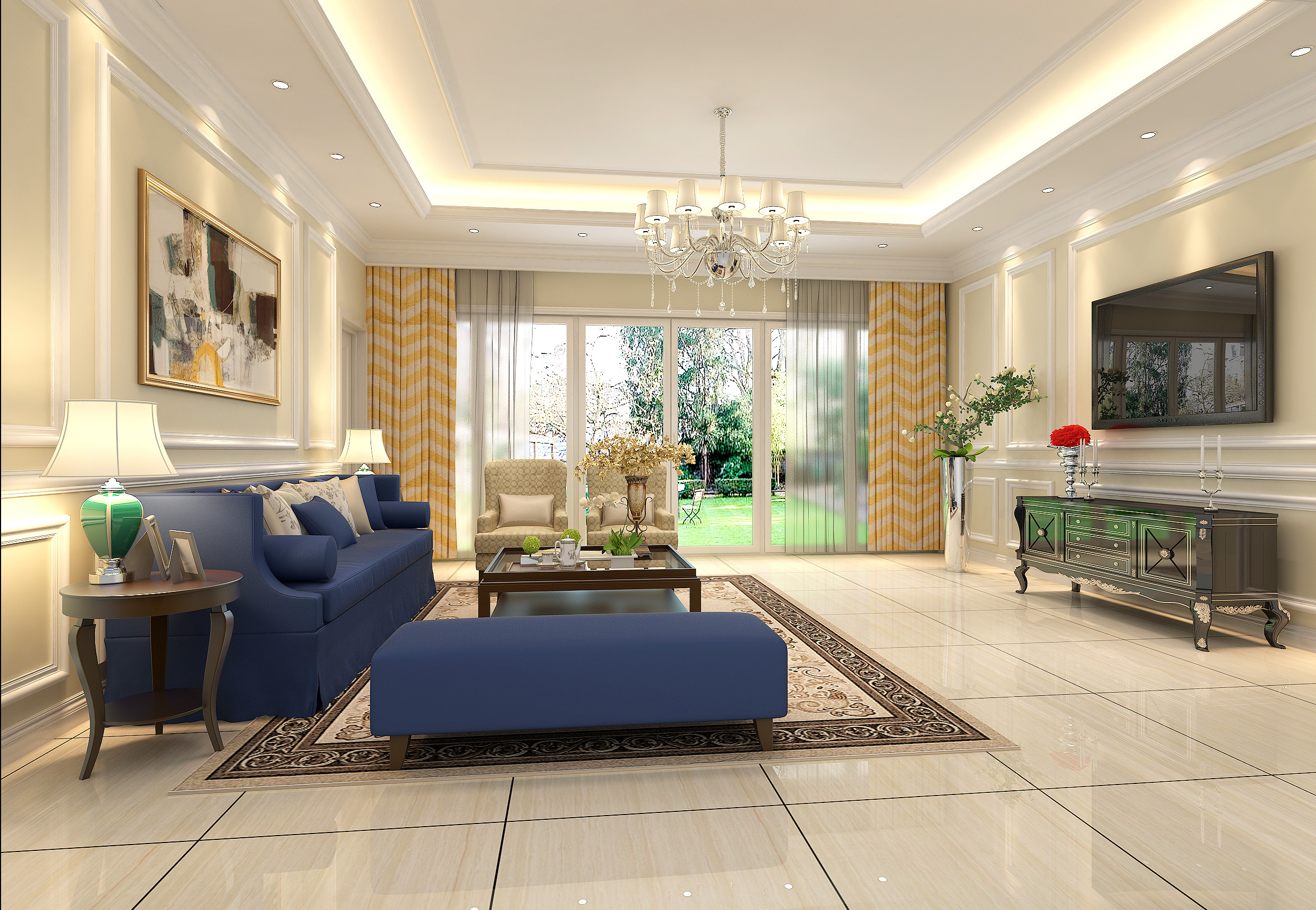 别墅装修,130平米装修,20万以上装修,法式风格,客厅,沙发背景墙,暖色调