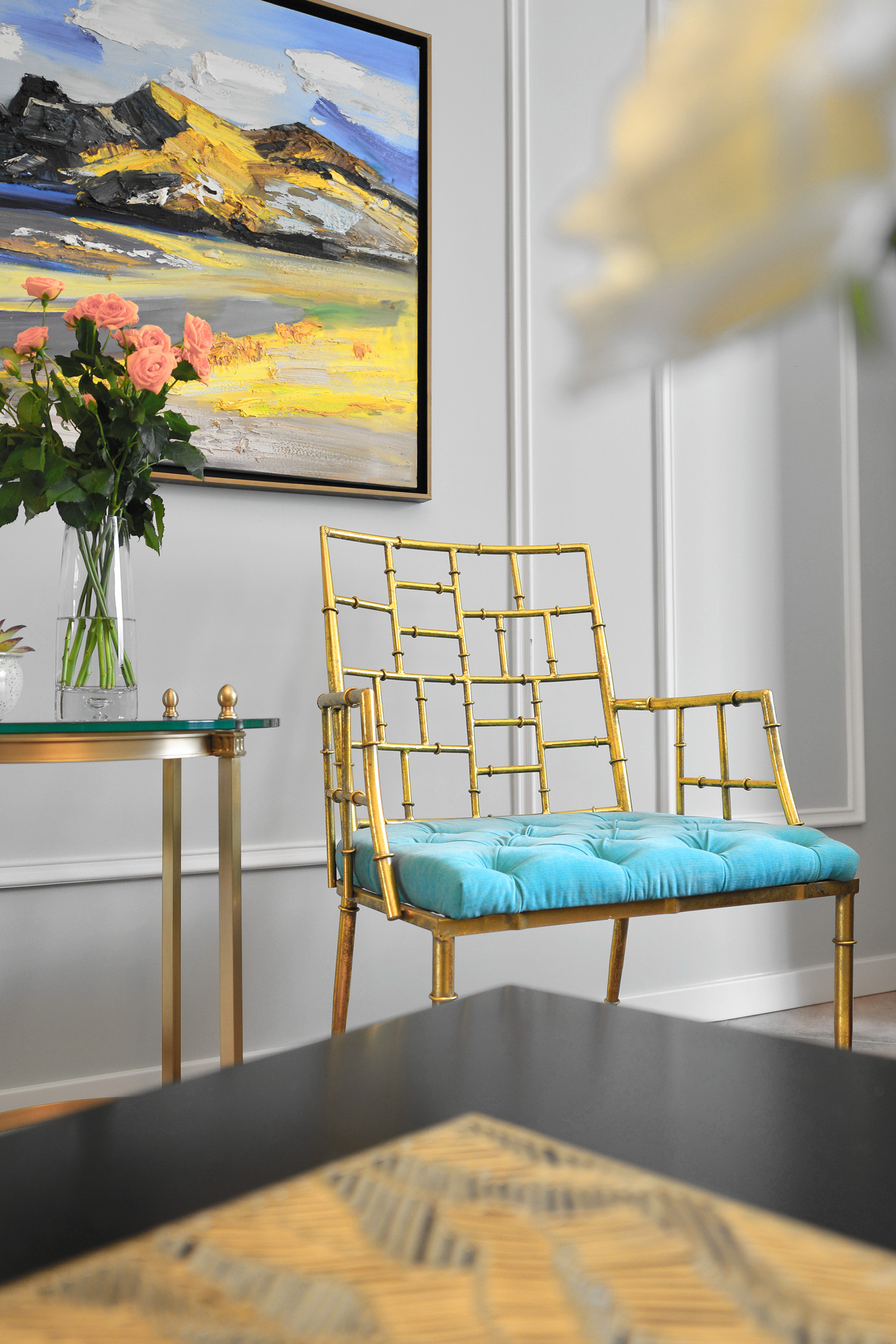 140平美式三居装修竹节椅图片