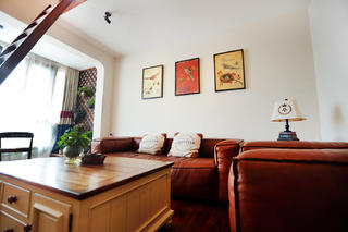 三居室美式乡村家沙发背景墙图片