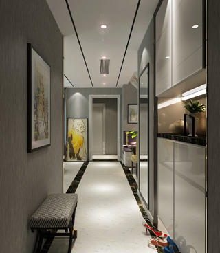 90㎡现代简约二居装修门厅走廊图片