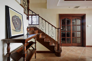 美式复式装修楼梯图片