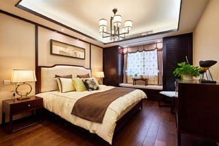 中式三居装修卧室设计图
