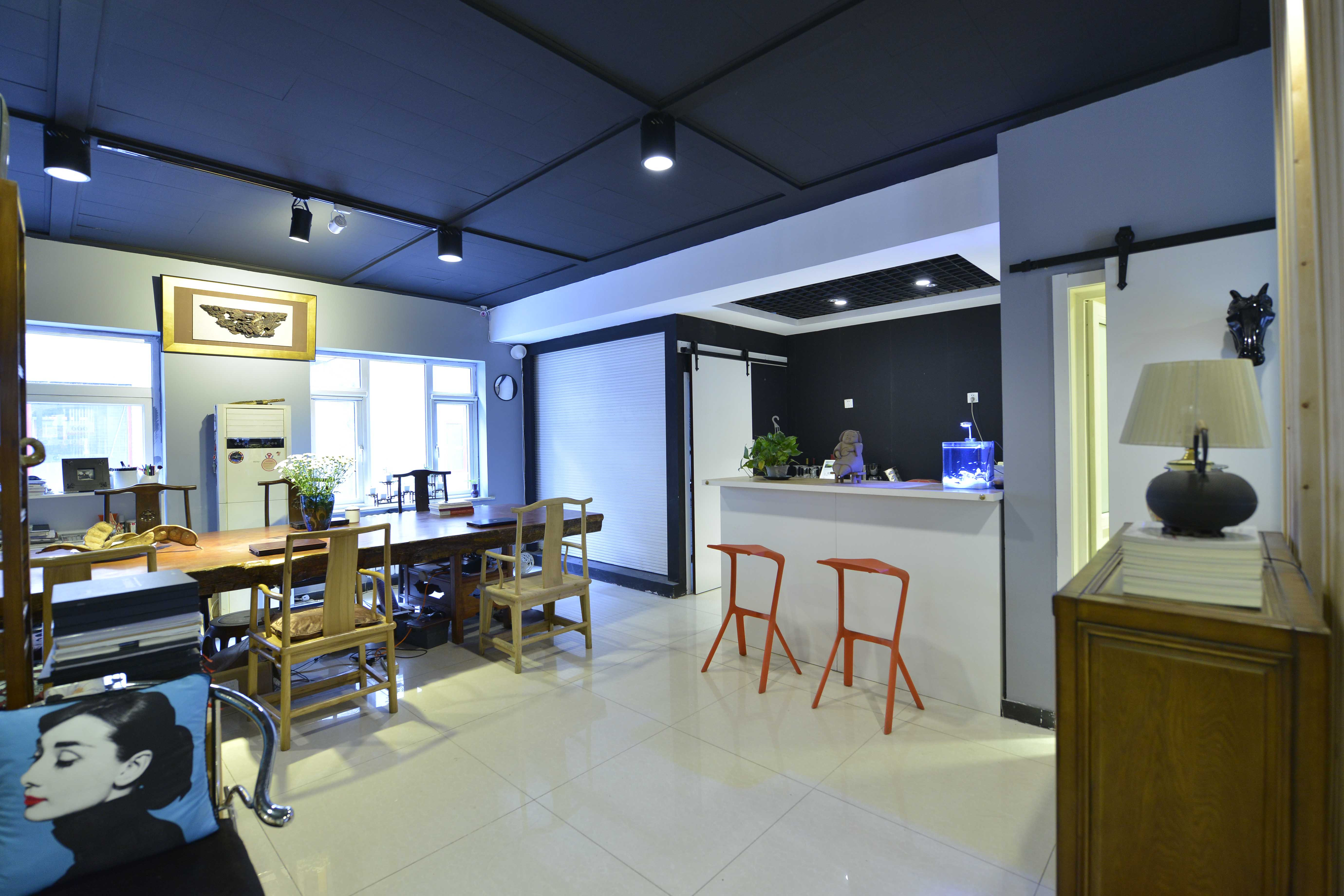 中式风格,办公室,20万以上装修,140平米以上装修,餐厅,吧台,黑白
