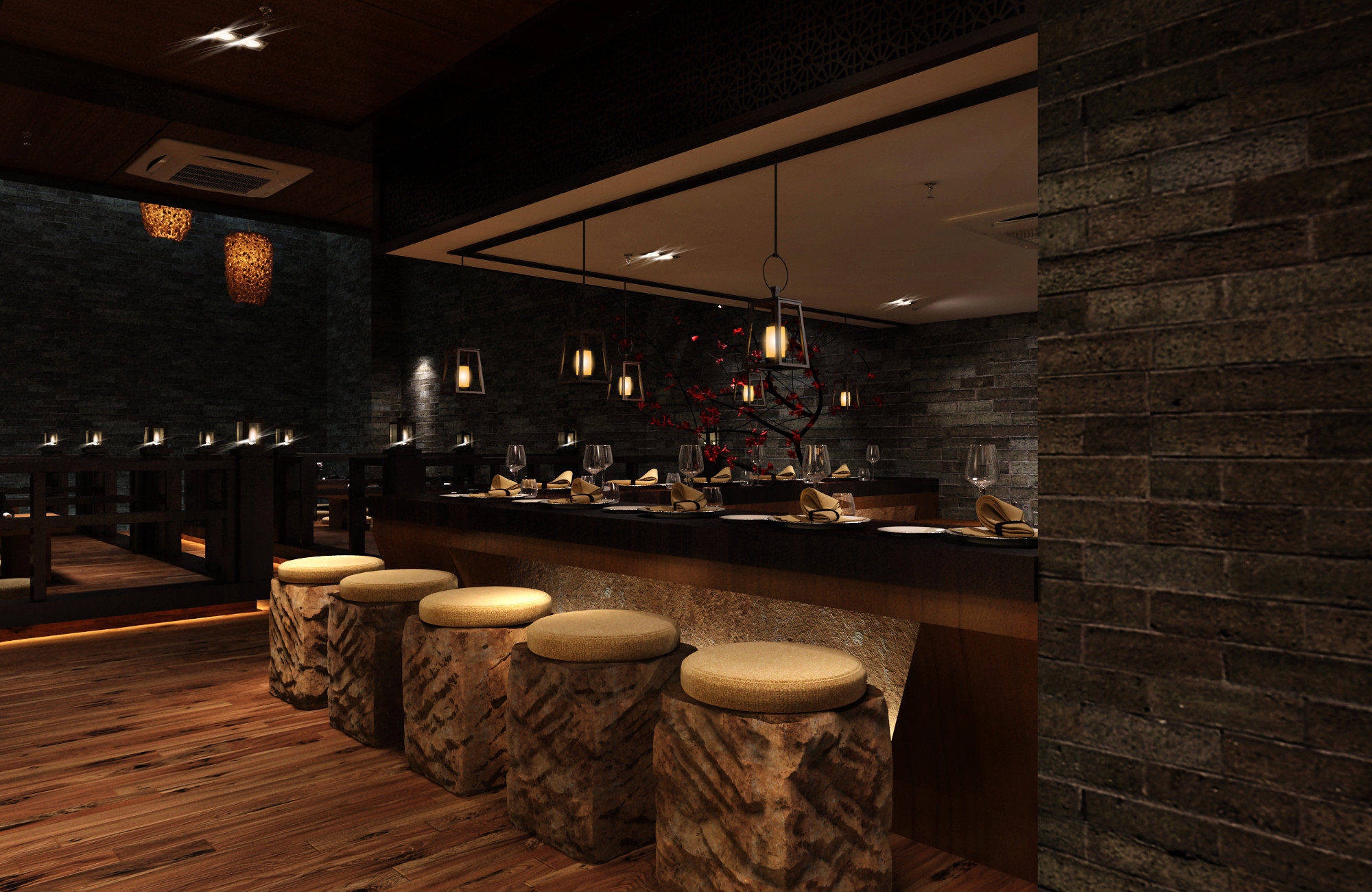 日式风格餐馆装修包间移门设计