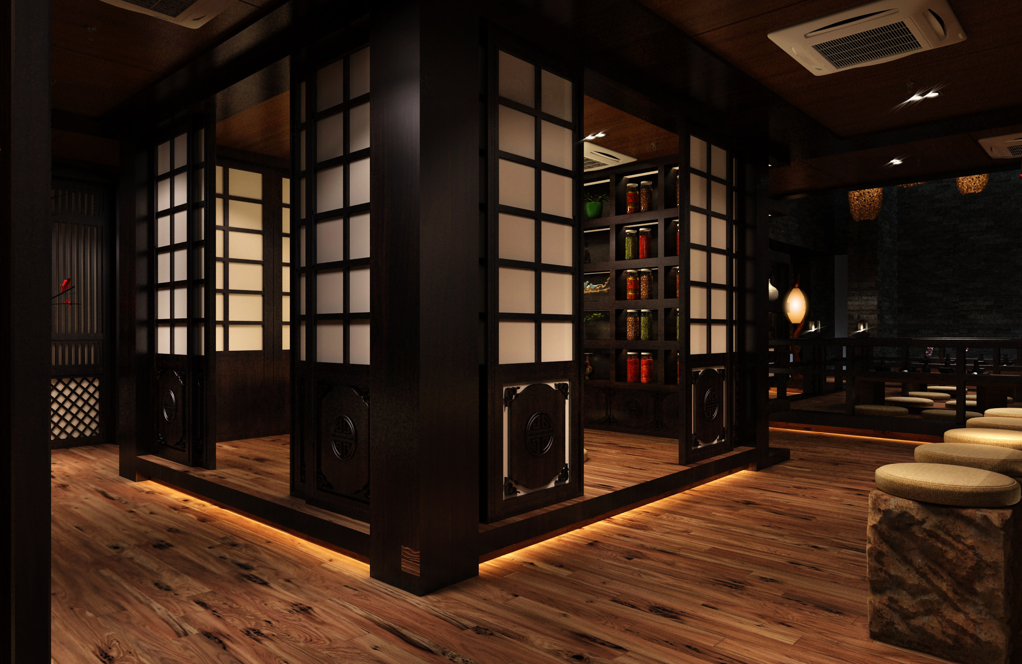 日式风格餐厅装修包间移门设计7/9