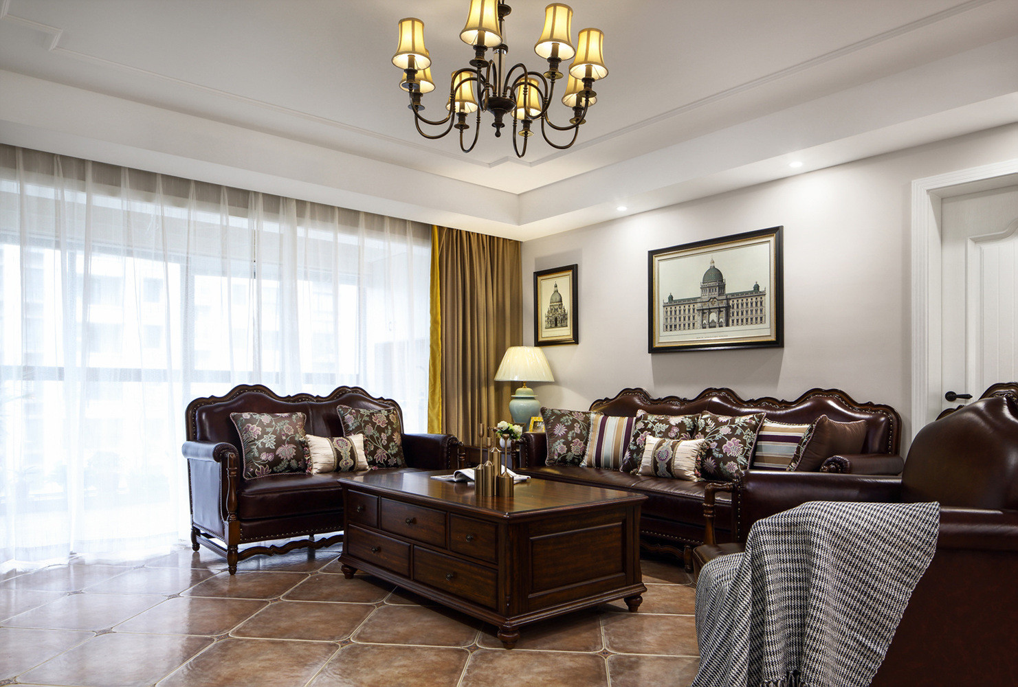三居室美式风格家沙发图片