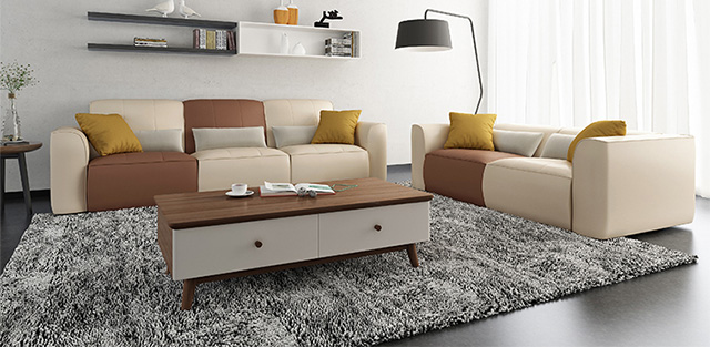 顾家家居 米檬简约现代真皮3 1沙发组合mk.088