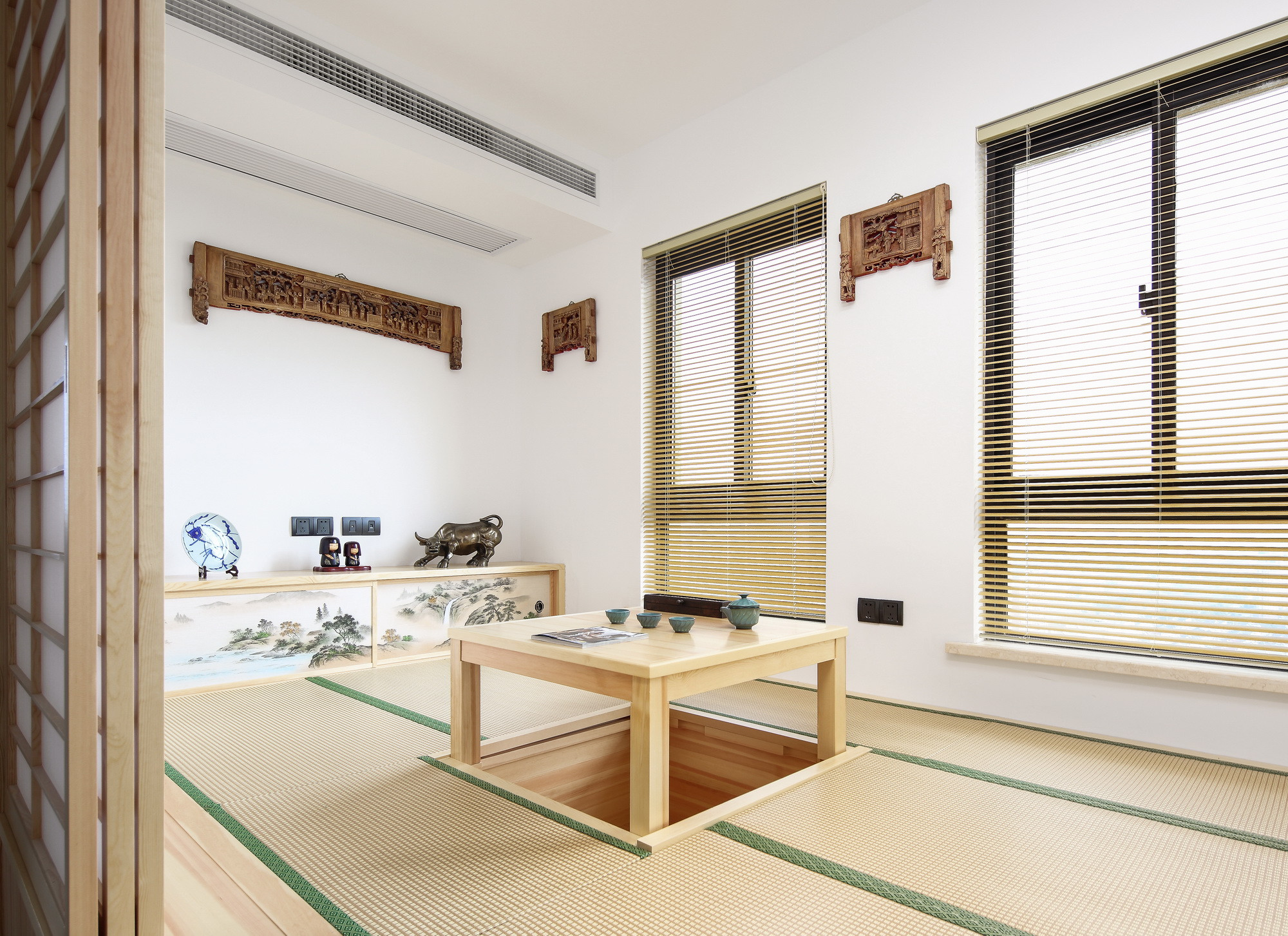 中式风格,140平米以上装修,20万以上装修,复式装修,茶室,榻榻米,原木色
