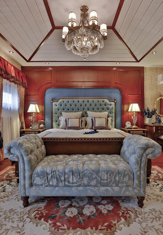 古典美式复式装修床头背景墙图片