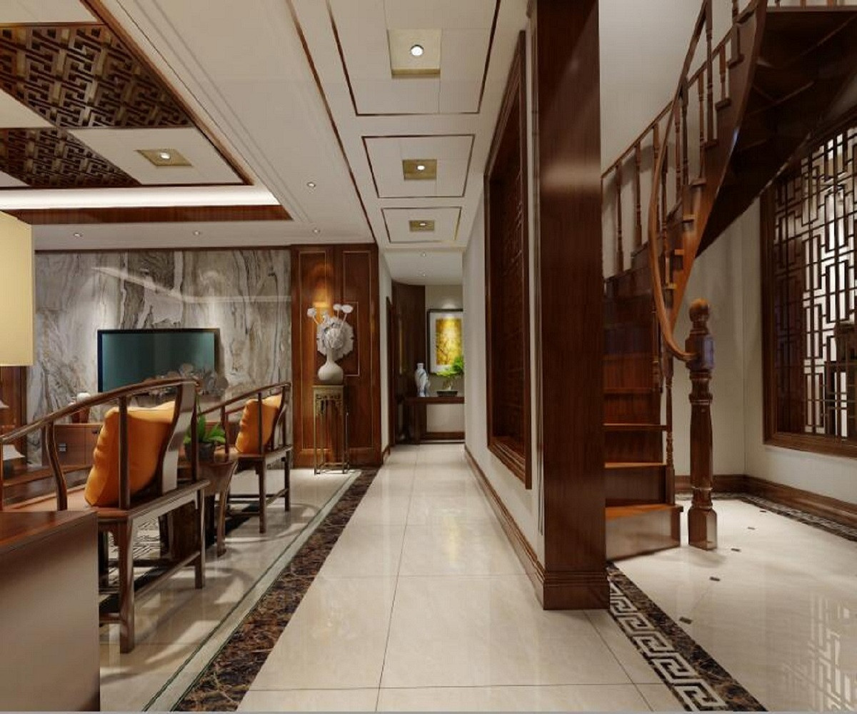 新中式四居装修客厅走廊图片