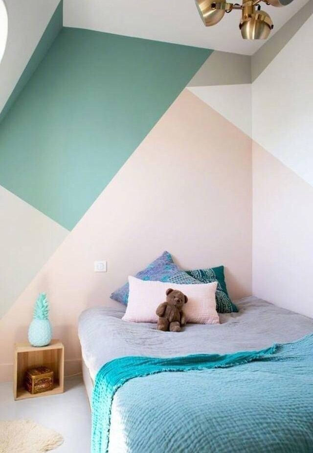 几何拼接墙面设计马卡龙色系看着都让人很舒服爱死了这样的