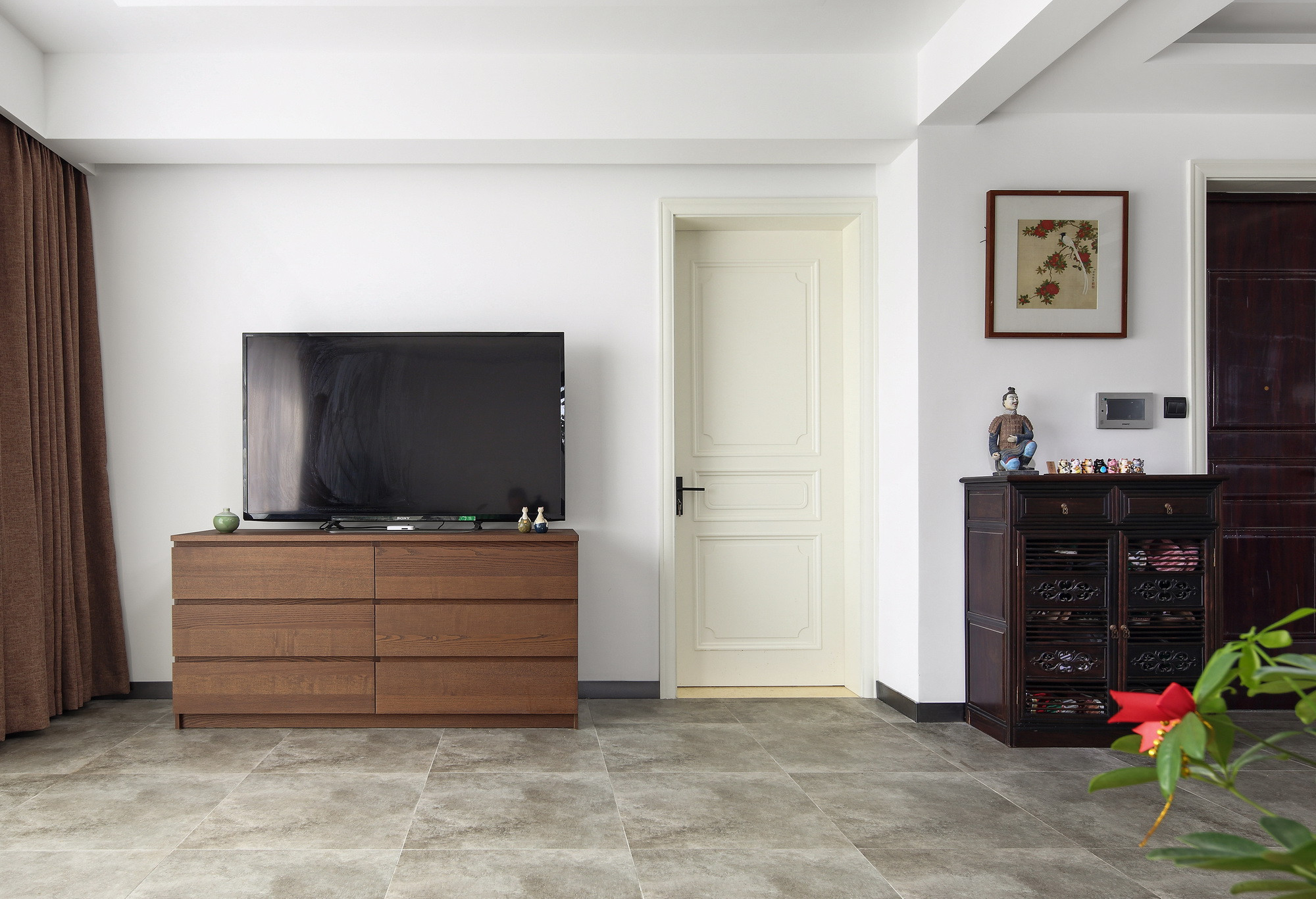 中式风格,140平米以上装修,20万以上装修,复式装修,客厅,电视背景墙,电视柜,原木色