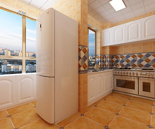 180平美式四居装修厨房效果图