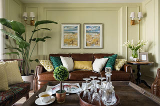 128平美式风格家沙发背景墙图片