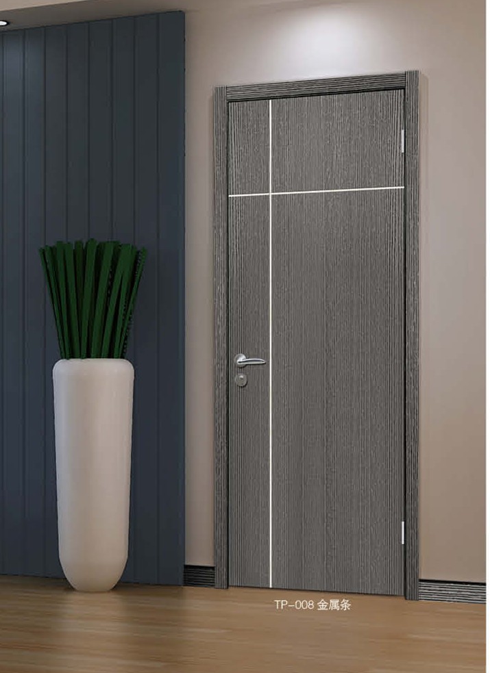【塞科蒂名门]tp-008(金属条)实木复合固化漆木门