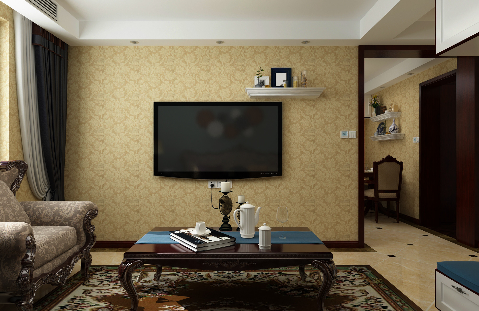一居室美式之家电视背景墙图片