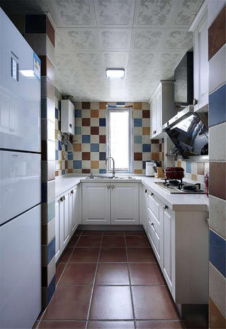 110平复古美式装修厨房构造图