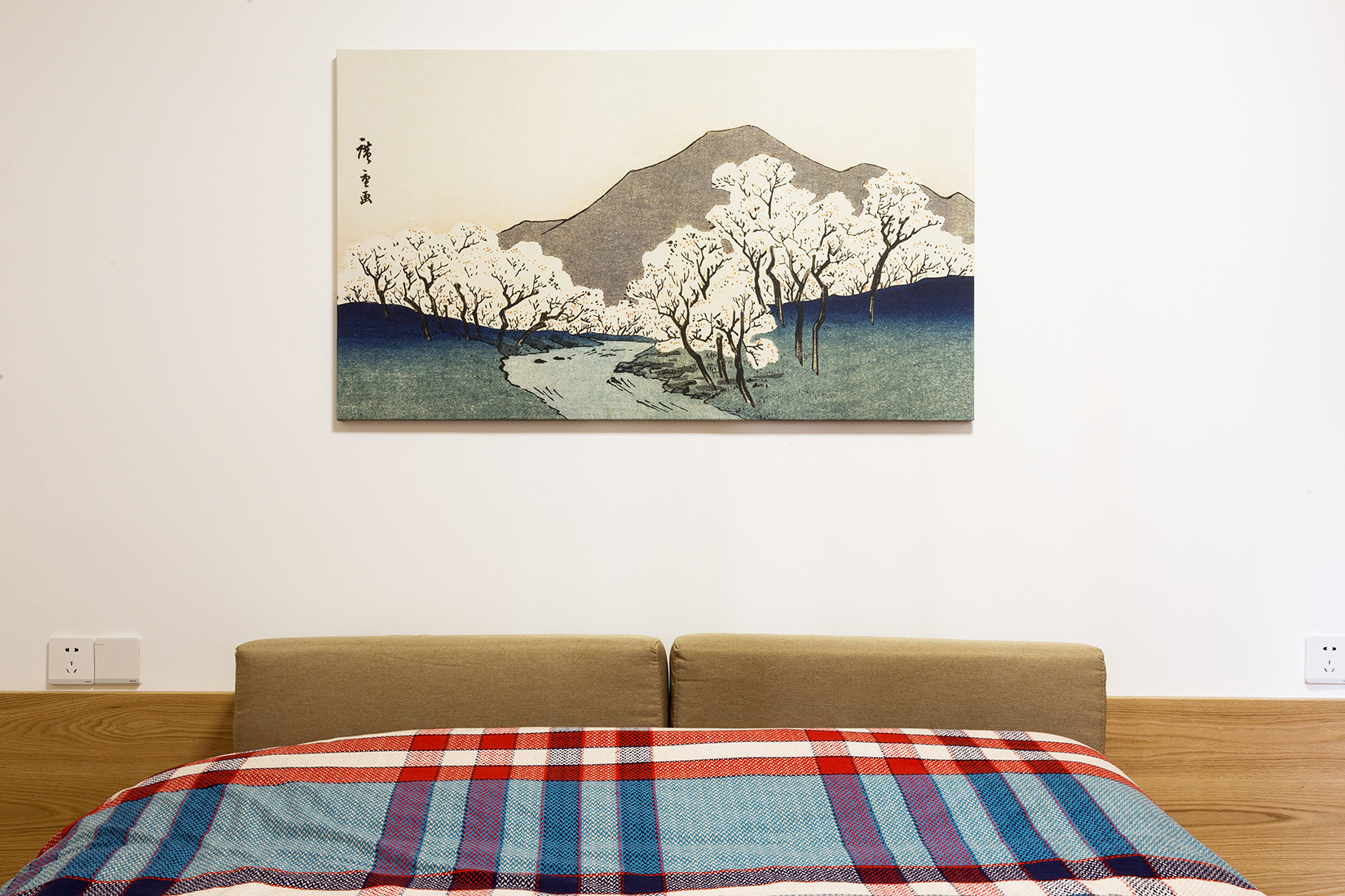 二居室日式风格家床头背景墙图片