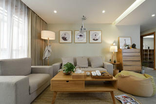 日式三居装修沙发背景墙图片