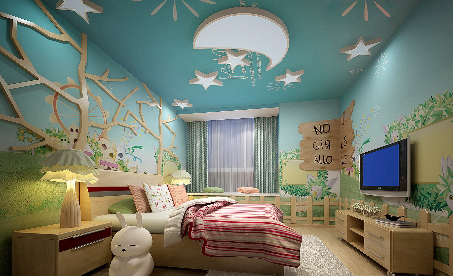 120平现代简约家儿童房设计图