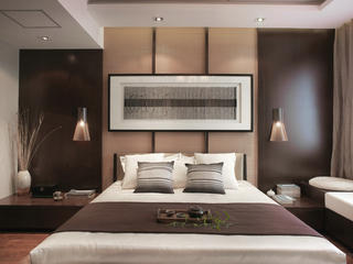 大户型新中式设计床头背景墙图片