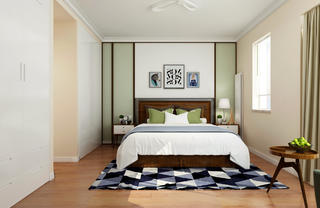 三居室现代简约之家床头背景墙图片